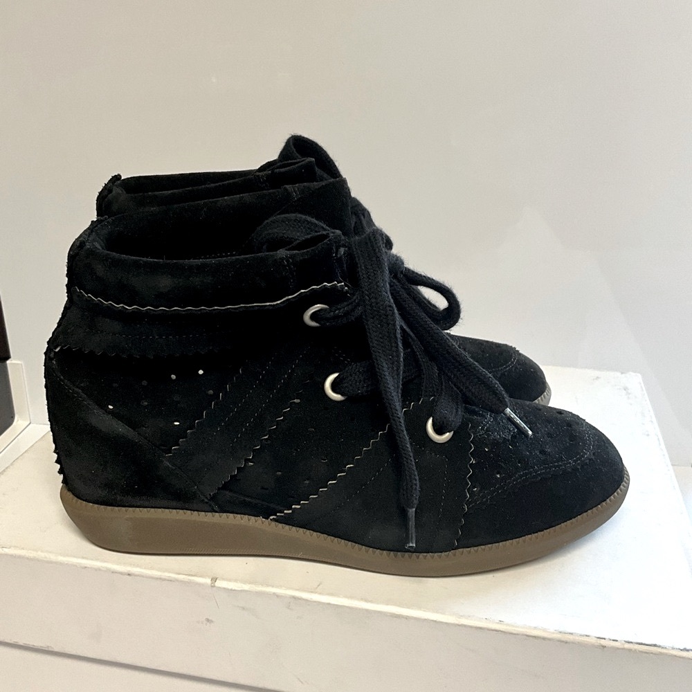Isabel Marant Bobby Black Suede Leather Sneakers
